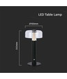 LED Tischlampe - 1800mAh Akku, Ø150x300 mm, 3000K, Schwarzes Gehäuse