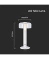 1W LED Tischleuchte mit Akku, weiß - Wiederaufladbar, 3000K, Touch dimmbar, DC 5V