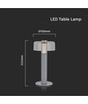 1W wiederaufladbare LED Tischleuchte - Touch dimmbar, 1800mAh Akku, 3000K, grau, inkl. USB-C Kabel