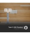 1W wiederaufladbare LED Tischleuchte - Touch dimmbar, 1800mAh Akku, 3000K, grau, inkl. USB-C Kabel