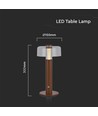 1W wiederaufladbare LED Tischleuchte, sandbraun - Touch dimmbar, 3000K, USB-C, 150x300mm