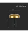 3W wiederaufladbare LED Tischleuchte - Touch dimmbar, 3-in-1 CCT, gold/schwarz, inkl. USB-Kabel