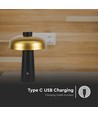 3W wiederaufladbare LED Tischleuchte - Touch dimmbar, 3-in-1 CCT, gold/schwarz, inkl. USB-Kabel
