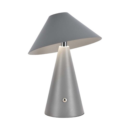 3W wiederaufladbare LED Tischleuchte, CCT - Grau, touch dimmbar, USB-C, Metall, 200lm