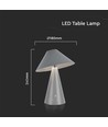 3W wiederaufladbare LED Tischleuchte, CCT - Grau, touch dimmbar, USB-C, Metall, 200lm