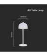 V-Tac Wiederaufladbare Tischlampe 3in1 - CCT, weiß, IP20, Touch-dimmbar