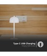 V-Tac Wiederaufladbare Tischlampe 3in1 - CCT, weiß, IP20, Touch-dimmbar