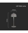 V-Tac Wiederaufladbare Tischlampe 3in1 - CCT, grau, IP20, Touch-dimmbar
