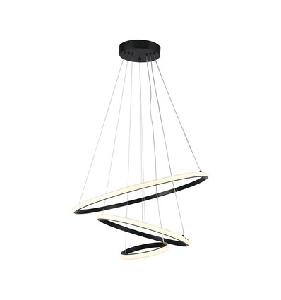 32W LED Pendelleuchte mit 3 Ringen - Schwarz, 3000K, 600x400x200mm, dekorative Deckenleuchte