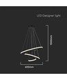 32W LED Pendelleuchte mit 3 Ringen - Schwarz, 3000K, 600x400x200mm, dekorative Deckenleuchte