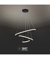 32W LED Pendelleuchte mit 3 Ringen - Schwarz, 3000K, 600x400x200mm, dekorative Deckenleuchte
