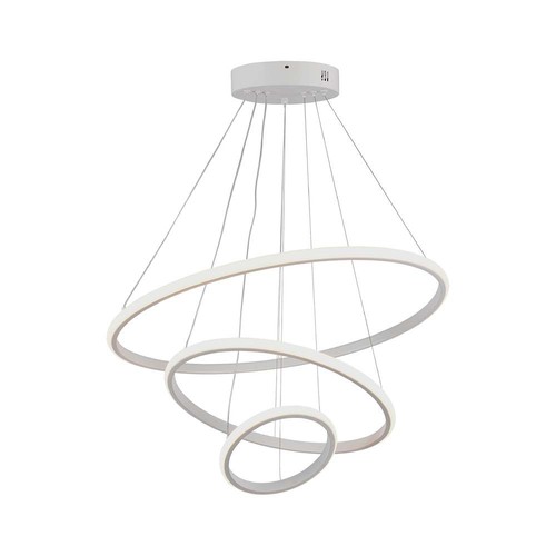 32W LED Pendelleuchte, 3 Ringe - Ø60+40+20cm, 3880lm, 3000K, weißes Finish