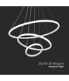32W LED Pendelleuchte, 3 Ringe - Ø60+40+20cm, 3880lm, 3000K, weißes Finish
