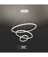 32W LED Pendelleuchte, 3 Ringe - Ø60+40+20cm, 3880lm, 3000K, weißes Finish