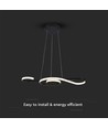 18W LED Pendelleuchte, Violin-Design - 700x250mm, 3000K, schwarz, dekorative Deckenleuchte