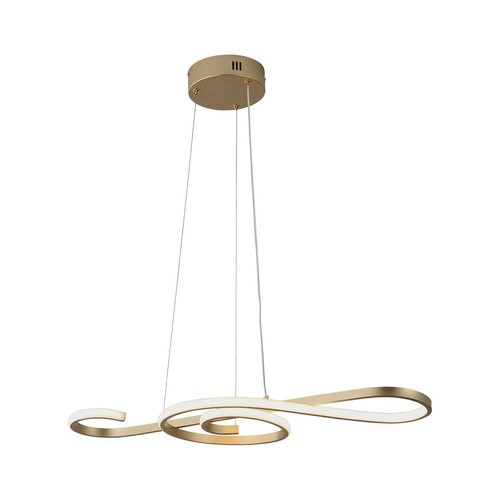 18W dekorative LED Pendelleuchte - L700x250mm, gold, violinförmig, 3000K