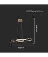 18W dekorative LED Pendelleuchte - L700x250mm, gold, violinförmig, 3000K