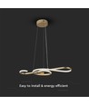 18W dekorative LED Pendelleuchte - L700x250mm, gold, violinförmig, 3000K