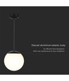 Ø20cm Pendelleuchte, Mattschwarz - IP44, E27 Fassung, opalweiße Kugel, Aluminium und Kunststoff, ohne Leuchtmittel