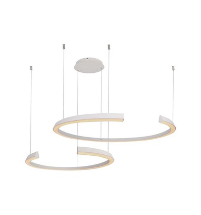 48W LED-Designer-Pendelleuchte - Weiß, Triac dimmbar, 5150lm, zwei Halbmonde, 110x80cm