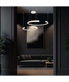 48W LED-Designer-Pendelleuchte - Weiß, Triac dimmbar, 5150lm, zwei Halbmonde, 110x80cm