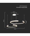 48W LED-Designer-Pendelleuchte - Weiß, Triac dimmbar, 5150lm, zwei Halbmonde, 110x80cm