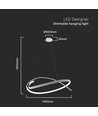 48W LED-Pendelleuchte, weißes Ring-Design - Dimmbar, 5150lm, IP20, höhenverstellbar 80-120cm