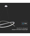 48W LED-Pendelleuchte, weißes Ring-Design - Dimmbar, 5150lm, IP20, höhenverstellbar 80-120cm