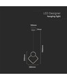 12W Designer-Pendelleuchte Metall - L280 x H1800mm, 1300lm, inkl. Leuchtmittel