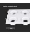 GU10 Deckenstrahler mit 4 Köpfen - 175 x 175 mm, weiß, ohne Leuchtmittel