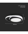 38W LED Designer Deckenleuchte - Schwarz, Doppelrund, Ø45cm, 4000K, 4050lm, IP20
