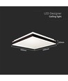 24W Quadratische LED Designer Deckenleuchte - 2450lm, 45x45cm, schwarzer Rand, 4000K, IP20