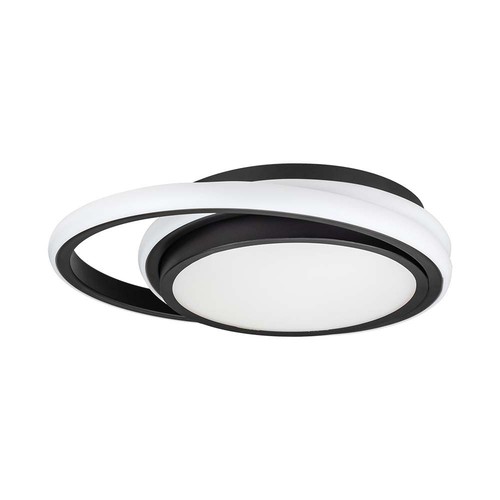 24W LED Designer Deckenleuchte - Ø31cm, 4000K, schwarz, Doppelkreis-Design, IP20