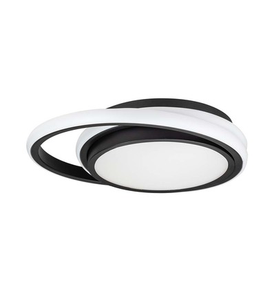 24W LED Designer Deckenleuchte - Ø31cm, 4000K, schwarz, Doppelkreis-Design, IP20