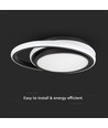 24W LED Designer Deckenleuchte - Ø31cm, 4000K, schwarz, Doppelkreis-Design, IP20