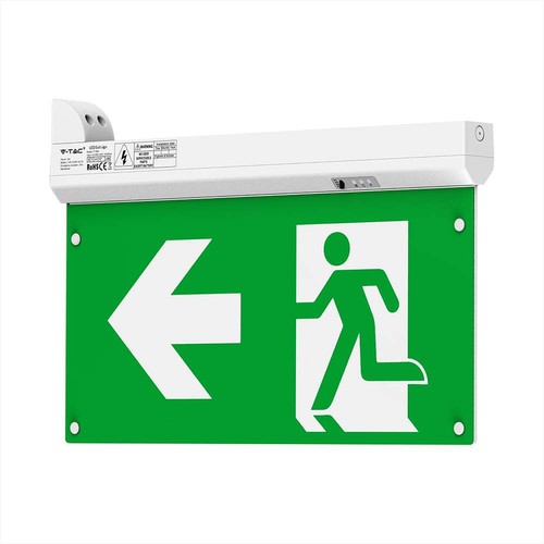 Notbeleuchtung 4in1 Aufhängung - EXIT Schild, Selbsttest-Taste, Wand-/Decken-/Drahtaufhängung, 6000K