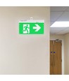 Notbeleuchtung 4in1 Aufhängung - EXIT Schild, Selbsttest-Taste, Wand-/Decken-/Drahtaufhängung, 6000K