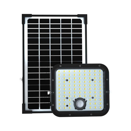 30W Solara LED Flutlicht mit Solarpanel - IP65, PIR Sensor, 6400K, schwarz, LiFePO4 Batterie