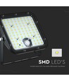 30W Solara LED Flutlicht mit Solarpanel - IP65, PIR Sensor, 6400K, schwarz, LiFePO4 Batterie