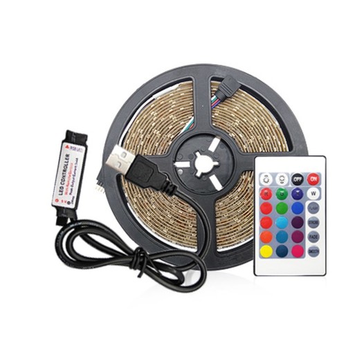 1m USB RGB LED-Streifen für TV und PC - Inkl. Controller und Fernbedienung, 60 LEDs pro Meter