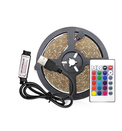 1m USB RGB LED-Streifen für TV und PC - Inkl. Controller und Fernbedienung, 60 LEDs pro Meter