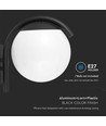 E27 Wandlampenfassung - Opal PC Matt Schwarzes Gehäuse