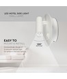 3W + 6W LED Hotel Wandleuchte mit Lesearm - Weiß, 3000K, on/off Schalter, CREE LED