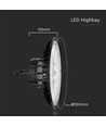 120W/150W/200W LED Hallenstrahler, 160lm/W - IP65, 3-in-1 CCT, einstellbare Wattzahl, Ø32cm