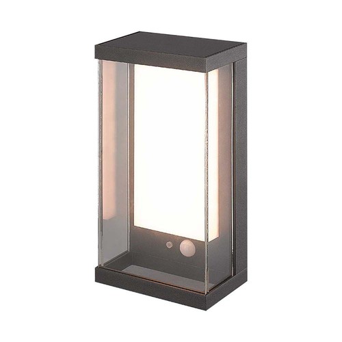 1W Solara Wandleuchte mit Sensor - IP65, 3000K, dunkelgrau, Solar, Bewegungsmelder, Außenbereich