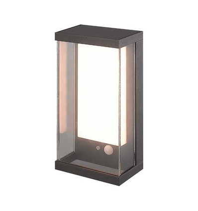 1W Solara Wandleuchte mit Sensor - IP65, 3000K, dunkelgrau, Solar, Bewegungsmelder, Außenbereich