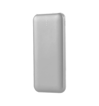 10000mAh Powerbank, 10W - Silber, LED-Display, inkl. 30cm Type-C Kabel