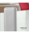 10000mAh Powerbank, 10W - Silber, LED-Display, inkl. 30cm Type-C Kabel