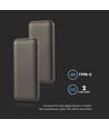 10000mAh Powerbank - 2A, 30cm Typ-C Kabel, Grau