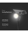 V-Tac Solarlampe für den Garten - Schwarz, COB LED, mit Erdspieß, IP65